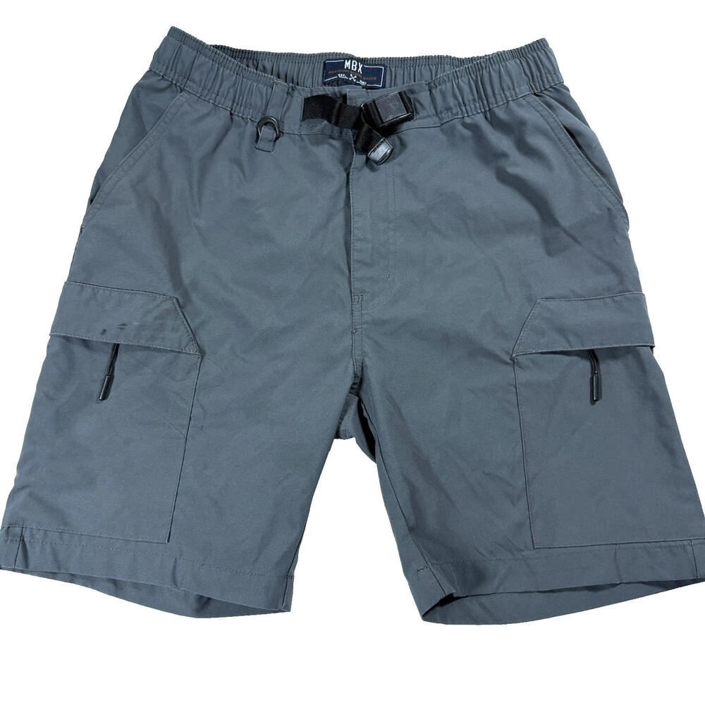 MBX Cargo Shorts Mens Small Gray Tactical Utility Hiking Elastic Waist Belted